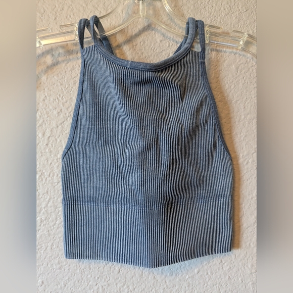 Hollister Gilly Hicks Ribbed Blue Crop Backless Tank Top Sz.XXS - Picture 4 of 5